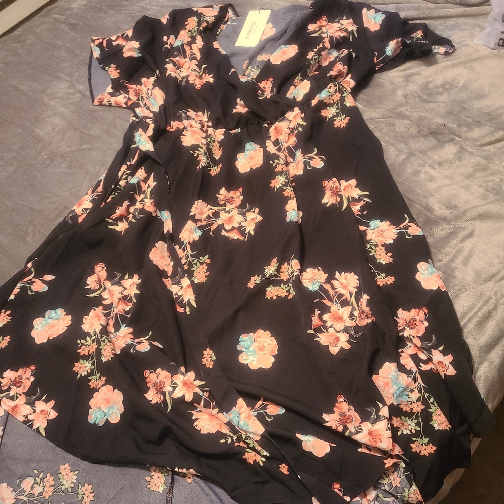 Black dress with floral pattern